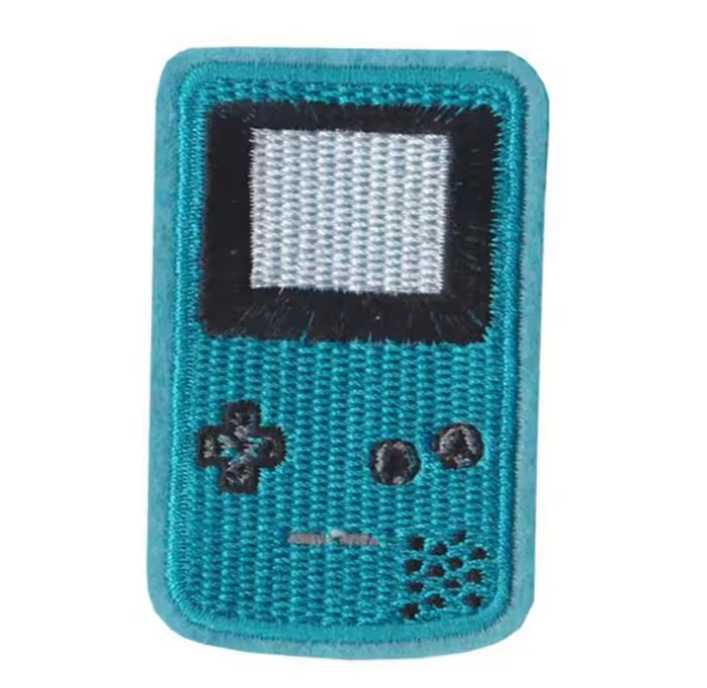 Blue Gameboy Iron On Patch