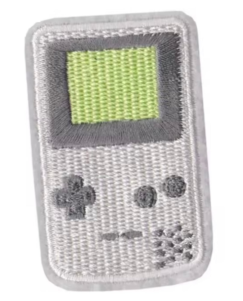 Silver Gameboy Iron On Patch