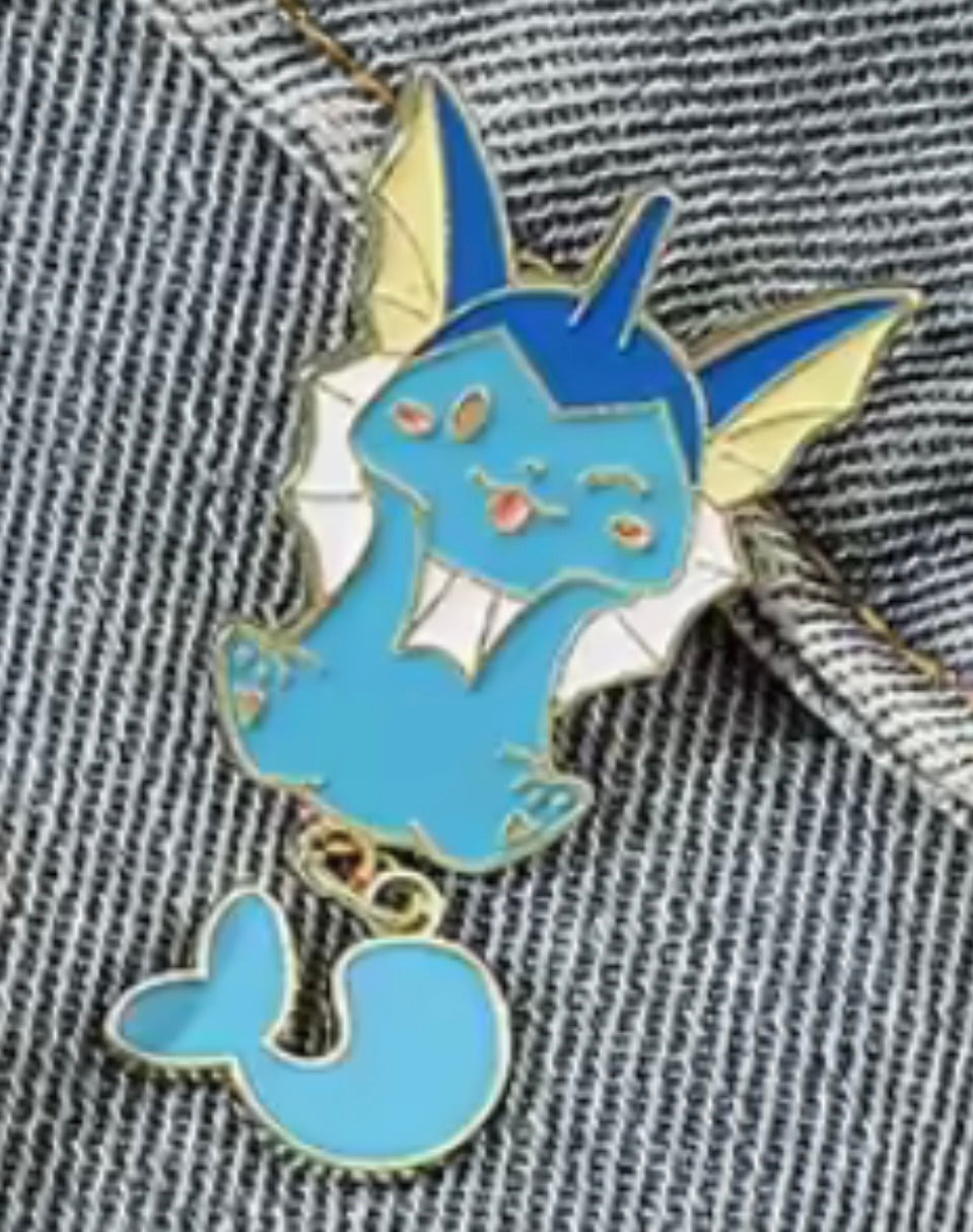 Vaporeon Dangling Tail Pin Badge