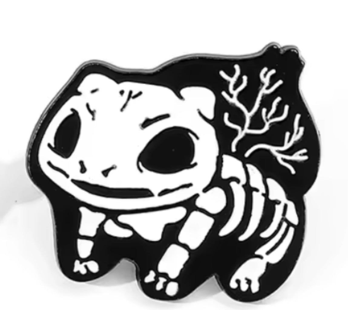 Bulbasaur Skeleton Pin Badge