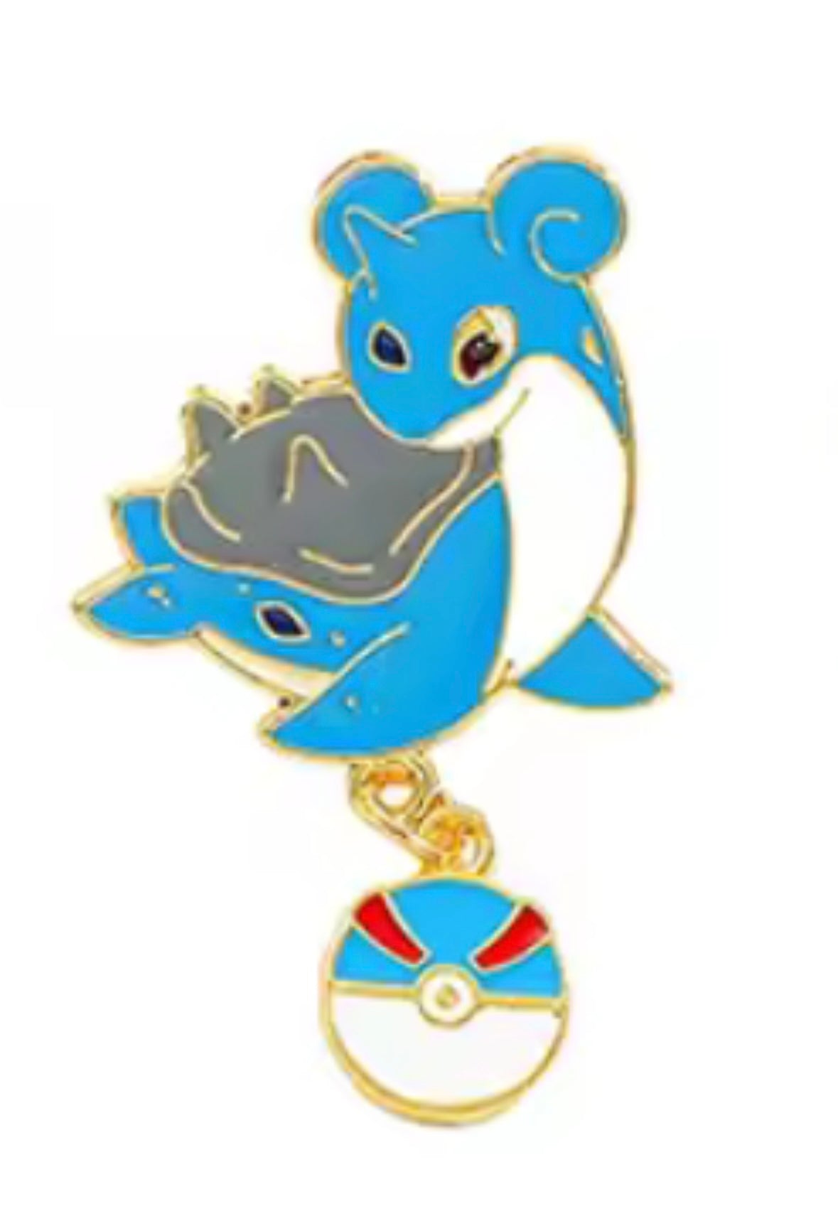 Lapras Dangling Pokeball Pin Badge